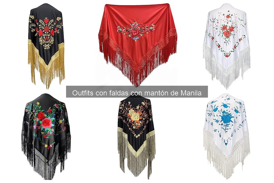 Cómo combinar estampados en faldas y mantones de Manila