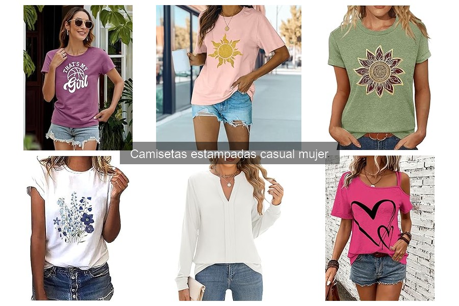 Comparativa de camisetas estampadas casual para mujer