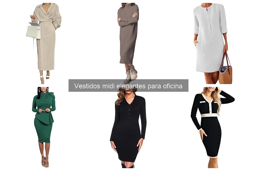 Comparativa de vestidos midi elegantes y estilos de oficina