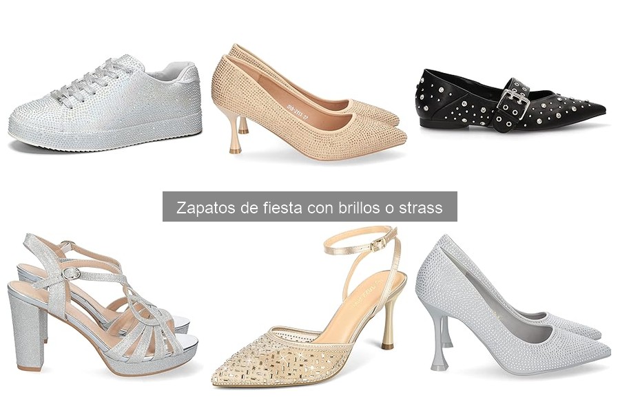 Tipos de zapatos de fiesta con brillos o strass
