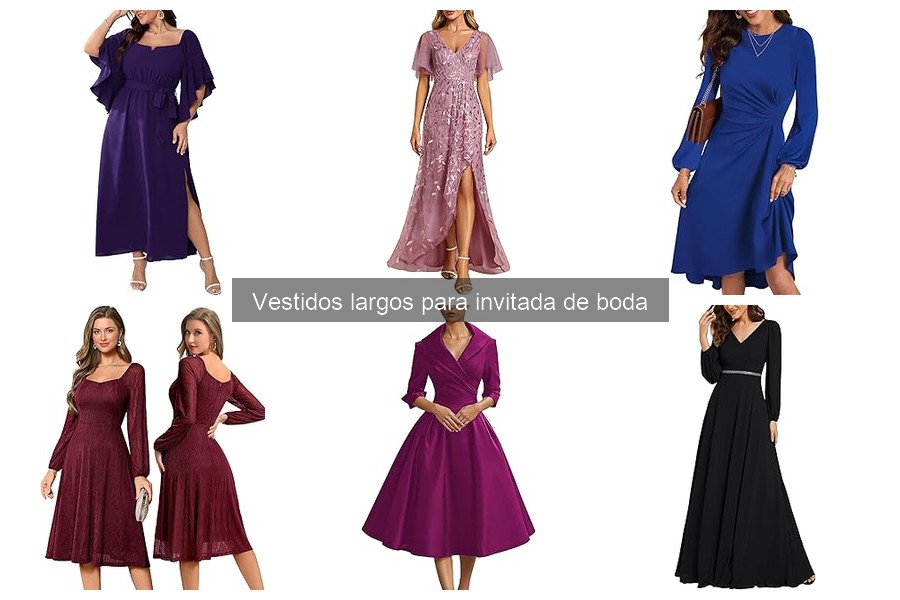 Vestidos largos baratos para invitadas de boda elegantes